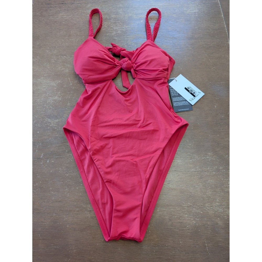 Vitamin A Womens Pink Sustainable Cutout One‎ Piece Swimsuit medium NWT
